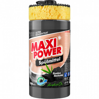 Средство для ручного мытья посуды Maxi Power Черный уголь 1000 мл (4823098411796) (15591)