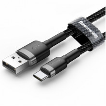 Кабель Baseus Cafule USB 2.0 to Type-C 3A 1M Черный/Серый (CATKLF-BG1) (3591)