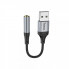 Аудiокабель HOCO LS36 USB-A  to 3.5 female, nylon braid,  0.12m, Black (6942007608879) (19691)