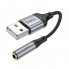 Аудiокабель HOCO LS36 USB-A  to 3.5 female, nylon braid,  0.12m, Black (6942007608879) (19691)