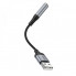 Аудiокабель HOCO LS36 USB-A  to 3.5 female, nylon braid,  0.12m, Black (6942007608879) (19691)