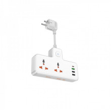 Мережевий подовжувач HOCO  AC12A Reise 2-position expansion socket(PD30W/1C3A) (8.5 cm) White (6942007607100) (19791)