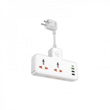 Мережевий подовжувач HOCO  AC12A Reise 2-position expansion socket(PD30W/1C3A) (8.5 cm) White (6942007607100) (19791)