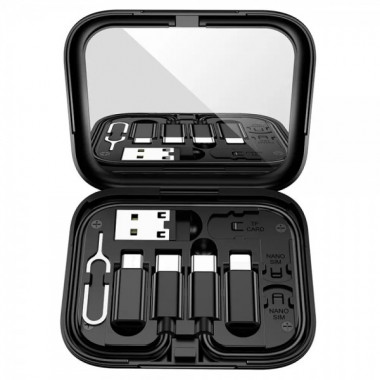 Кабель HOCO U114 Treasure box storage charging data cable set Black (6931474790750) (14891)