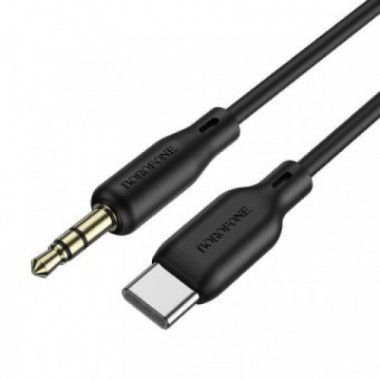 Аудіокабель BOROFONE BL18 Type-C to 3.5mm male, silicone, 1m, Black (6941991101069) (15302)