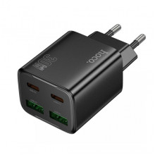 Мережевий зарядний пристрій HOCO N56 Fundador four-port PD30W(2C2A) charger(EU) Black (6942007632492) (402)
