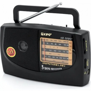 Радиоприемник радио FM ФМ KIPO KB-308AC Чёрный (21602)