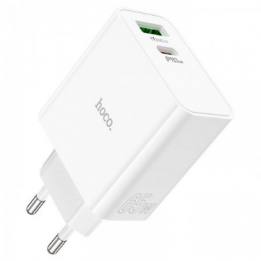 Сетевое зарядное устройство адаптер HOCO C113A Awesome 1USB/1Type-C, 65W, поддержка быстрой зарядки PD/QC/FCP/AFC (18702)