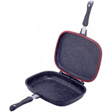 Сковорода-гриль Kamille Grill Pan двостороння прямокутна 32х24х7.5см (702)