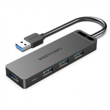 USB-хаб Vention 4-Port USB 3.0 Hub With Power Supply 0.15M Black (CHLBB) (CHLBB) (14802)