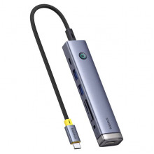 USB-хаб Baseus UltraJoy Series 7-Port HUB AIR Space Grey (Type-C to HDMI4K@60Hz*1+USB3.0*2+PD*1+SD/TF3.0*1+3.5mm*1) (B00052803811-02) (19112)
