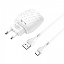 Зарядное сетевое HOCO C78A Highway 2USB 2.4A Type C Белый (9212)