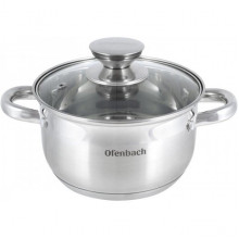 Каструля Ofenbach Casserole з нержавіючої сталі 1700мл зі скляною кришкою (1412)