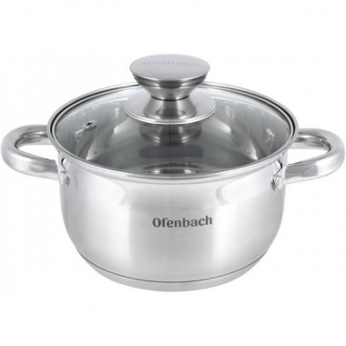 Каструля Ofenbach Casserole з нержавіючої сталі 1700мл зі скляною кришкою (1412)
