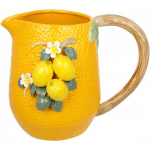 Ваза-глечик порцелянова "Lemon" 26х19х21см з рельєфним декором, жовта (19412)
