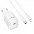 Мережевий зарядний пристрій з кабелем HOCO C148A Charm single port PD30W charger set (C to iP) (EU) White (6942007630313) (412)