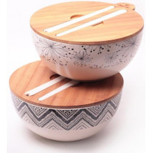 Миска з бамбукового волокна Kamille Ø24см з бамбуковою кришкою і приладами (4612)