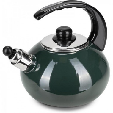 Чайник емальований Kamille "Boiling Water" 2.5л зі свистком, зелений глянець (1712)