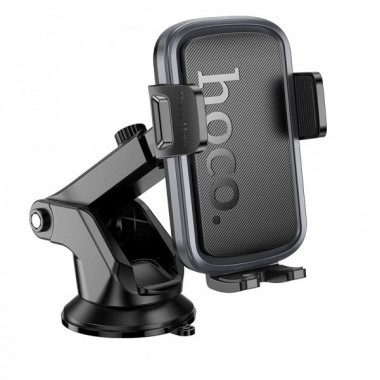 Автотримач для телефона HOCO H79 Vista push-type car holder (center console) Black Metal Gray (6942007647892) (19712)
