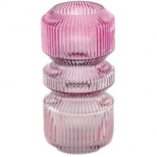 Ваза для квітів "Ancient Glass Pink Colors" Ø13x25см, кольорова, відтінки рожевого (5712)