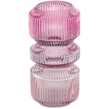 Ваза для квітів "Ancient Glass Pink Colors" Ø13x25см, кольорова, відтінки рожевого (5712)