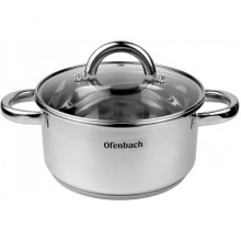 Каструля індукційна Ofenbach Casserole із нержавіючої сталі 2л зі скляною кришкою (1422)