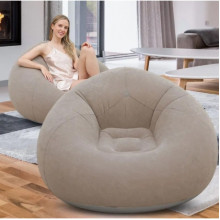 Надувное кресло-пуф Inflatable Sofa / Надувное кресло-мешок 110×110×85 см с насосом Бежевый (22032)