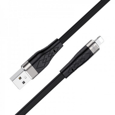 Кабель HOCO X53 USB to iP 2.4A, 1m, silicone, aluminum connectors, Black (6931474738059) (19732)