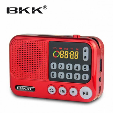 Радиоприёмник с FM USB MicroSD BKK S99 радио на аккумуляторе 18650 Красный (22042)