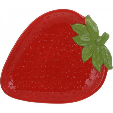 Набір 4 керамічні тарілки "Strawberry" 26х21см, Червона полуниця (4542)