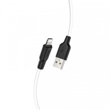 Кабель HOCO X21 Plus USB to iP 2.4A, 2m, silicone, silicone connectors, Black+White (6931474713780) (20152)