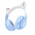 Наушники Hoco W42 Cat Ear Bluetooth с кошачьими ушками и LED подсветкой Голубые с белым (18452)