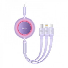 Кабель Baseus Bright Mirror 2 Series Retractable 3-in-1 Fast Charging  Data Cable Type-C to M+L+C 100W 1.1m Purple (CAMJ010205) (14752)