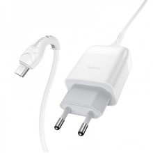 Мережевий зарядний пристрій з кабелем HOCO C72Q Glorious single port QC3.0 charger set(Micro) 18W White (6931474732538) (14952)