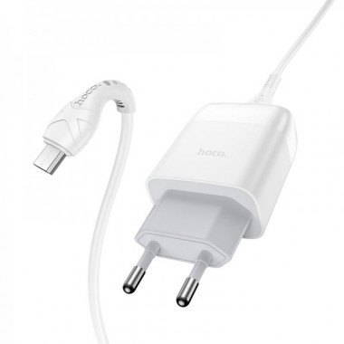 Мережевий зарядний пристрій з кабелем HOCO C72Q Glorious single port QC3.0 charger set(Micro) 18W White (6931474732538) (14952)