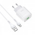 Мережевий зарядний пристрій з кабелем HOCO C72Q Glorious single port QC3.0 charger set(Micro) 18W White (6931474732538) (14952)