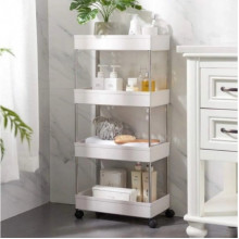 Передвижная напольная полка 39х12.5х80 см на колесиках Bathroom Rack Белая 4 яруса XYX-2020A (20952)