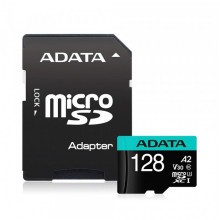 Карта пам'яті microSDXC (UHS-1 U3) A-DATA Premier Pro 128Gb Class 10 V30S A2 (R-100Mb/s W85Mb/s) (adapter SD) (AUSDX128GUI3V30SA2-RA1) (21362)