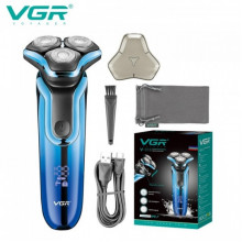 Электробритва аккумуляторная VGR V-313 BLUE, роторная, влагозащита IPX7 (22362)