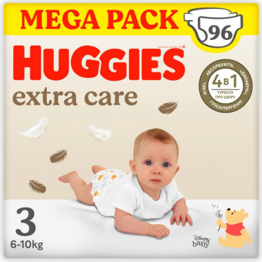 Подгузники Huggies Extra Care Size Размер 3 (6-10 кг) 96 шт (5029053577944) (9462)