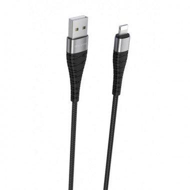 Кабель BOROFONE BX32 USB to iP 2.4A, 1m, nylon, aluminum+TPE connectors, Black (6931474710413) (18862)