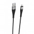 Кабель BOROFONE BX32 USB to iP 2.4A, 1m, nylon, aluminum+TPE connectors, Black (6931474710413) (18862)