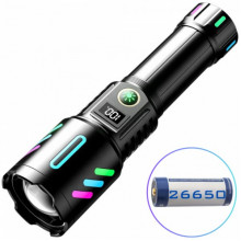 Аккумуляторный фонарь с флуоресцентной окраской 1143-TG, PM10-TG, 1x26650, Power Bank, ЗУ Type-C (19072)