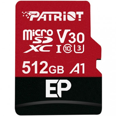 Карта пам'яті microSDXC (UHS-1 U3) Patriot EP Series 512Gb class 10 V30 (R-100MB/s, W-80MB/s) (adapter SD) (PEF512GEP31MCX) (472)