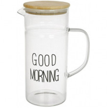 Глечик скляний "Good Morning" 1200мл з дерев'яною кришкою (19572)
