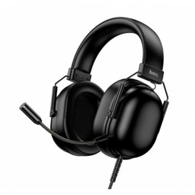 Накладные проводные наушники HOCO W113 с USB, 50 мм динамиками и съемным микрофоном Черные (18672)
