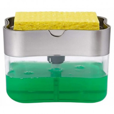 Диспенсер для моющего средства с подставкой для губки Soap Pump & Sponge Caddy Серый (17872)