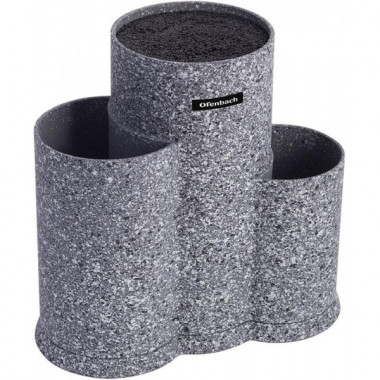 Підставка-колода Ofenbach Grey Marble для кухонних ножів 23х13х22см, потрійна кругла (2972)