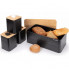 Хлібниця Kamille Black&Wood 36х22х20см з дерев'яною кришкою + 3 ємності для зберігання, чорна (3182)