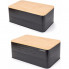 Хлібниця Kamille Black&Wood 36х22х20см з дерев'яною кришкою + 3 ємності для зберігання, чорна (3182)